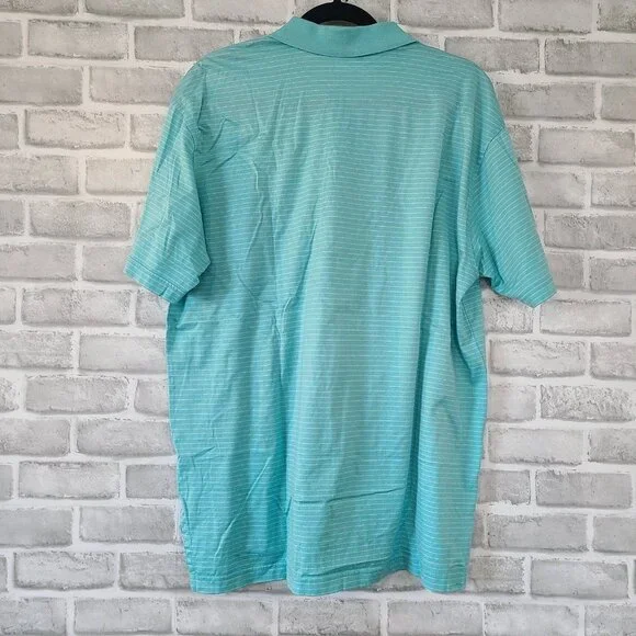 Peter Millar Sea Island Embroidered Striped Golf Polo Shirt Teal Blue Medium - Picture 2 of 7